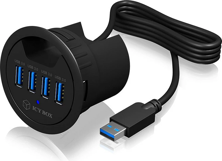 USB hub ICY BOX IB-HUB1403, 4 porta, USB 3.2 Gen 1, 1.2m, e zezë