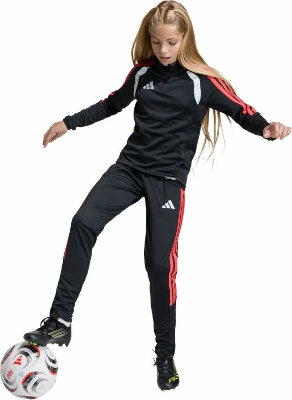 Pantallona sportive për fëmijë adidas, të zeza e të kuqe [Madhësia: 152 cm]