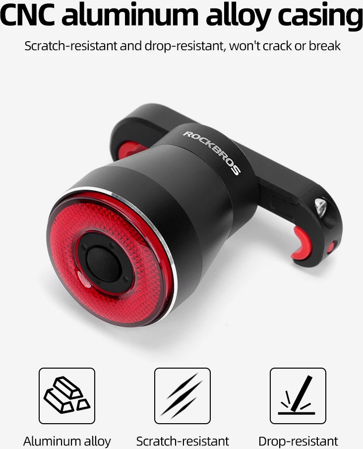 Dritë e pasme biçiklete Rockbros Q5 me sistem inteligjent ndalese, e zezë