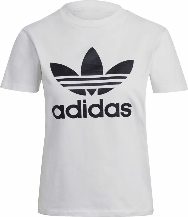Maicë adidas Trefoil për femra, e bardhë