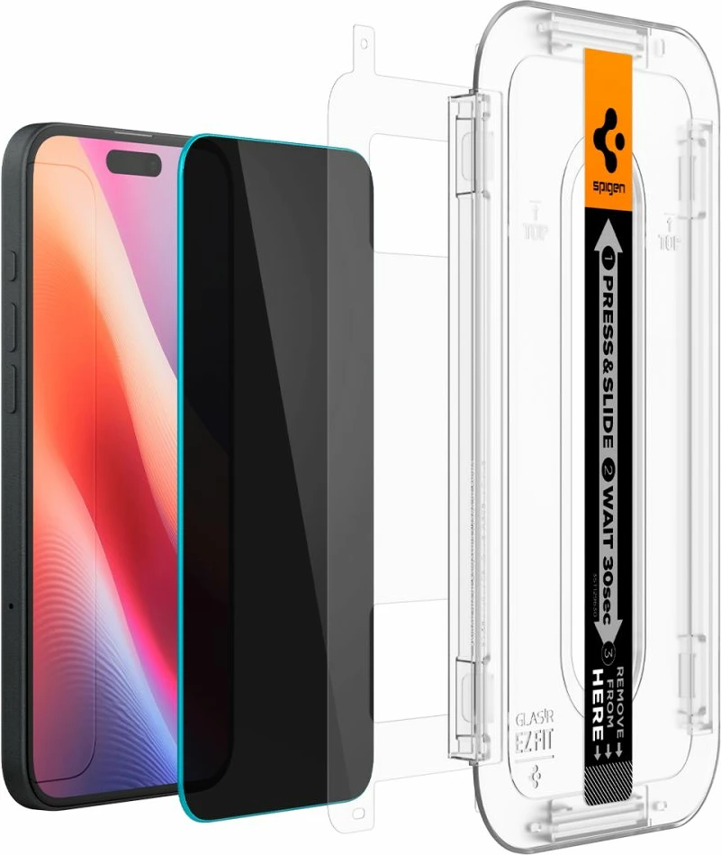 Mbrojtës ekrani Spigen Glas.tR EzFit Privacy për iPhone 15/16, 2 copë