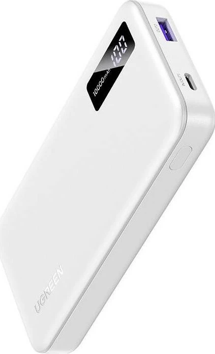 Power bank Ugreen 35577, 10000 mAh, ekran, Fast Charging, bardhë