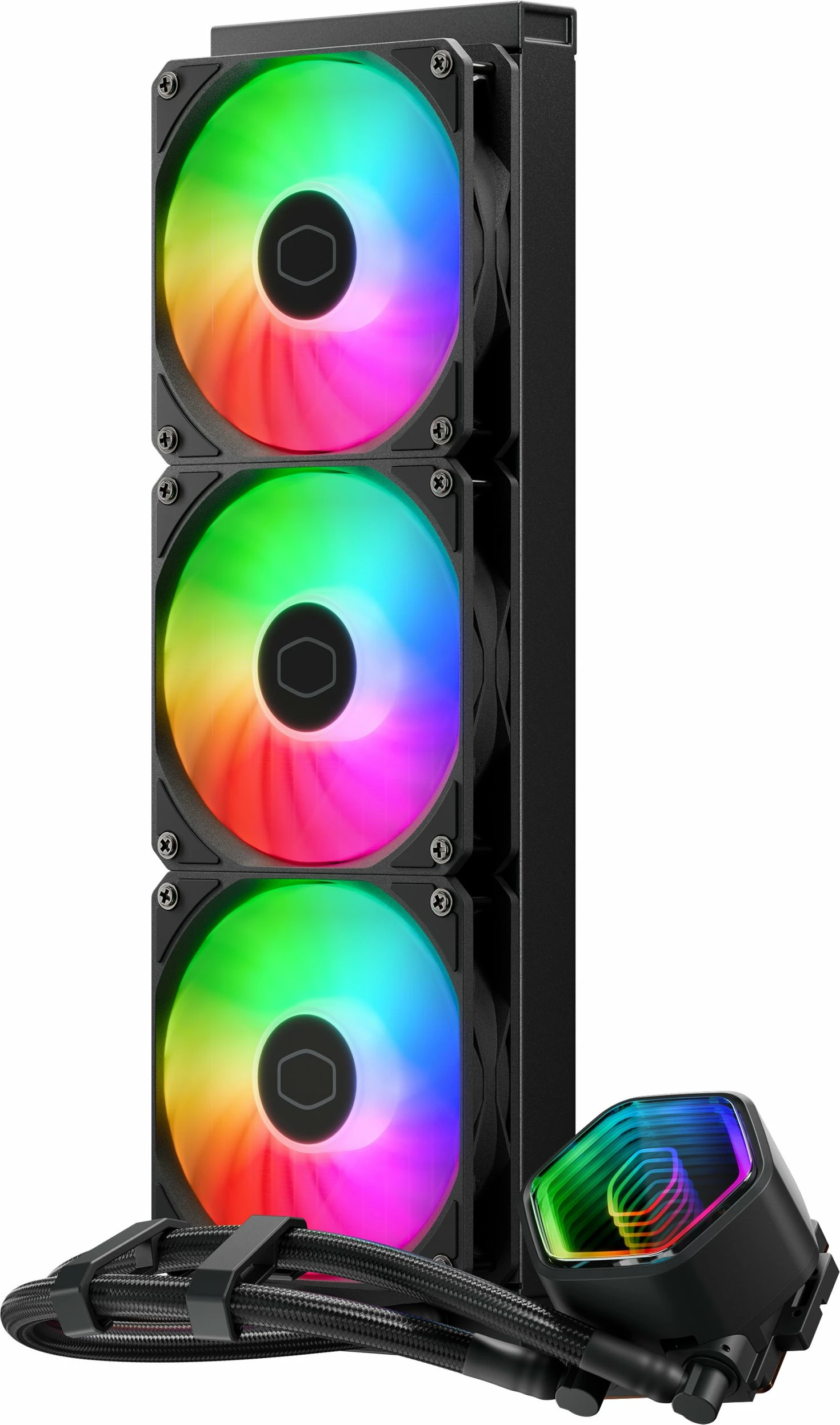 Ftohës me ujë Cooler Master MasterLiquid 360 Core II ARGB 360mm (MLW-D36M-A18PA-R1), e zezë, me 3 ventilatorë