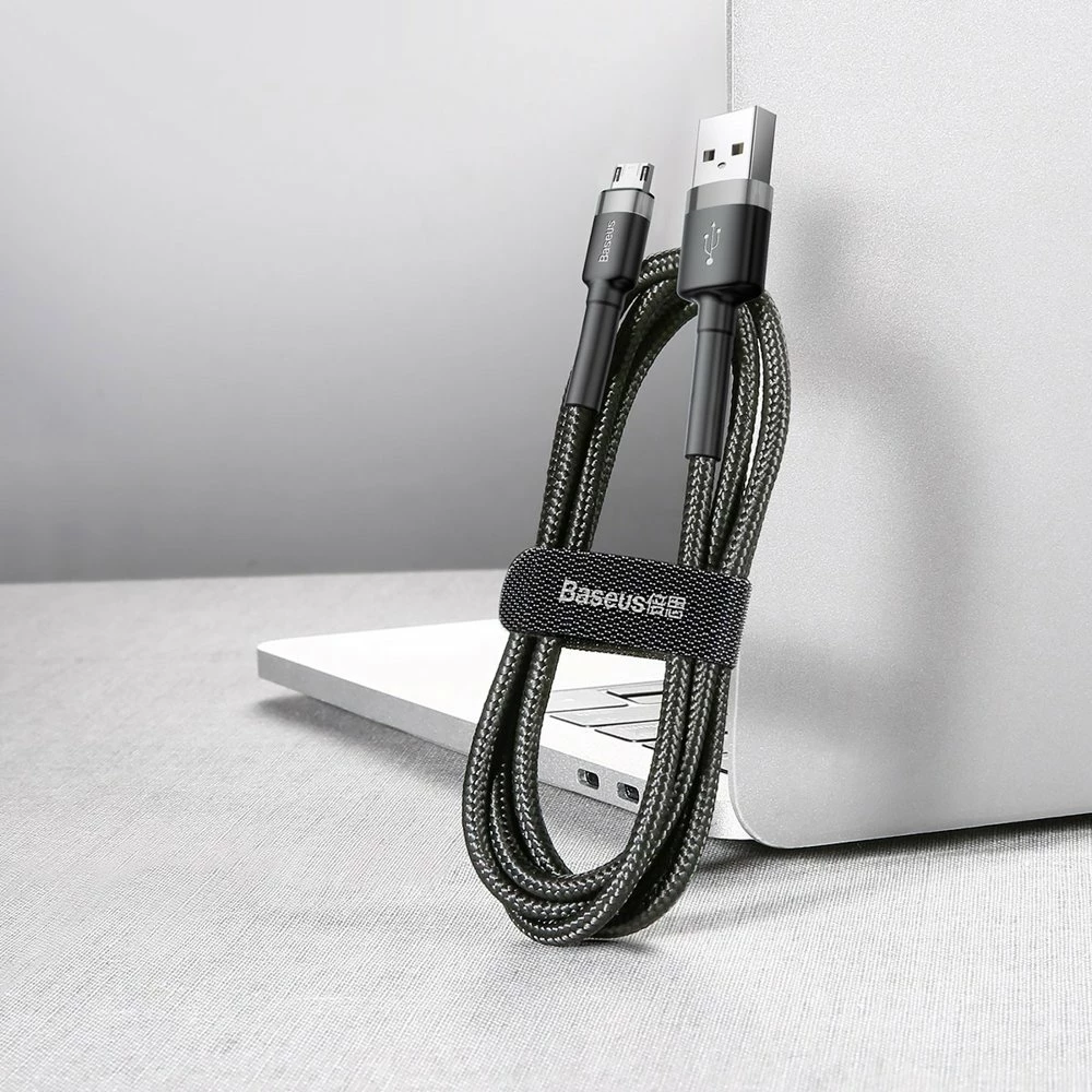 Kabllo Baseus Cafule CAMKLF-AG1, USB-A në micro USB, 0.5m, 2.4A, e zezë-gri