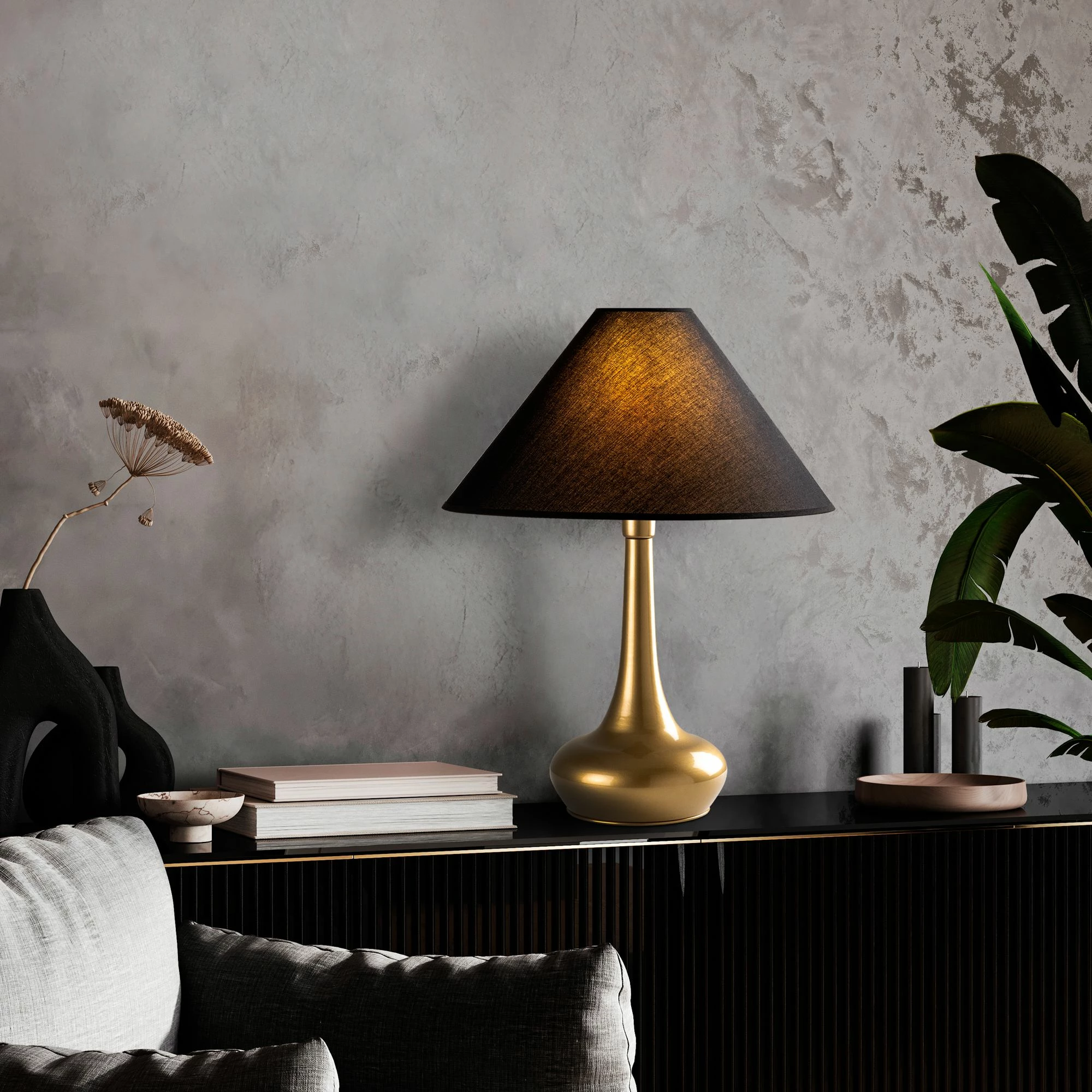 Llambë tavoline Opviq, Luna - 15256, ngjyrë ari dhe e zezë