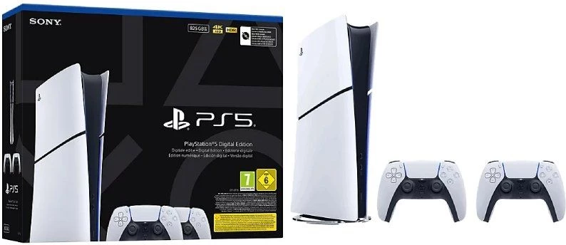 Sony PlayStation 5 Slim Digital Edition 825GB SSD + 2x DualSense Wireless Controllers