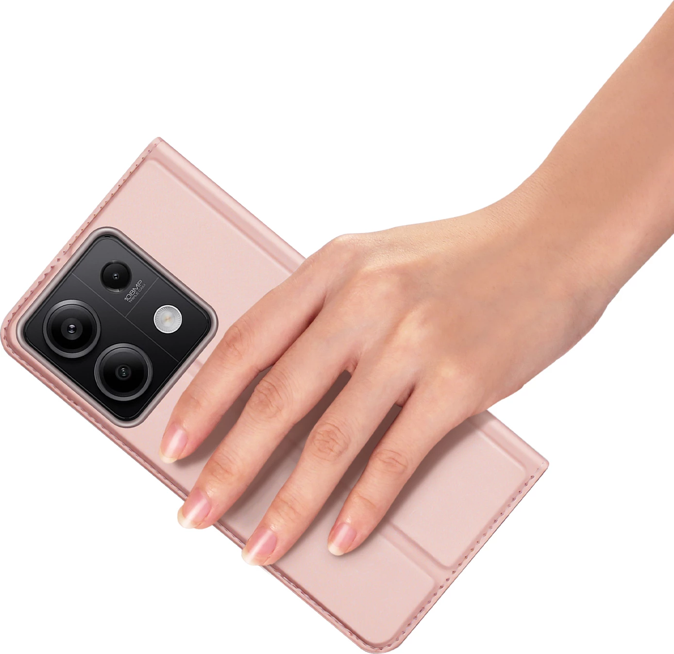 Mbështjellës Dux Ducis Skin Pro për Xiaomi Redmi Note 13 5G, me kapak dhe xhep për kartelë, Rozë