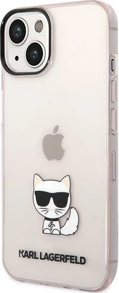 Mbështjellës Karl Lagerfeld Choupette Body për iPhone 14 Plus / 15 Plus, Transparent, Rozë