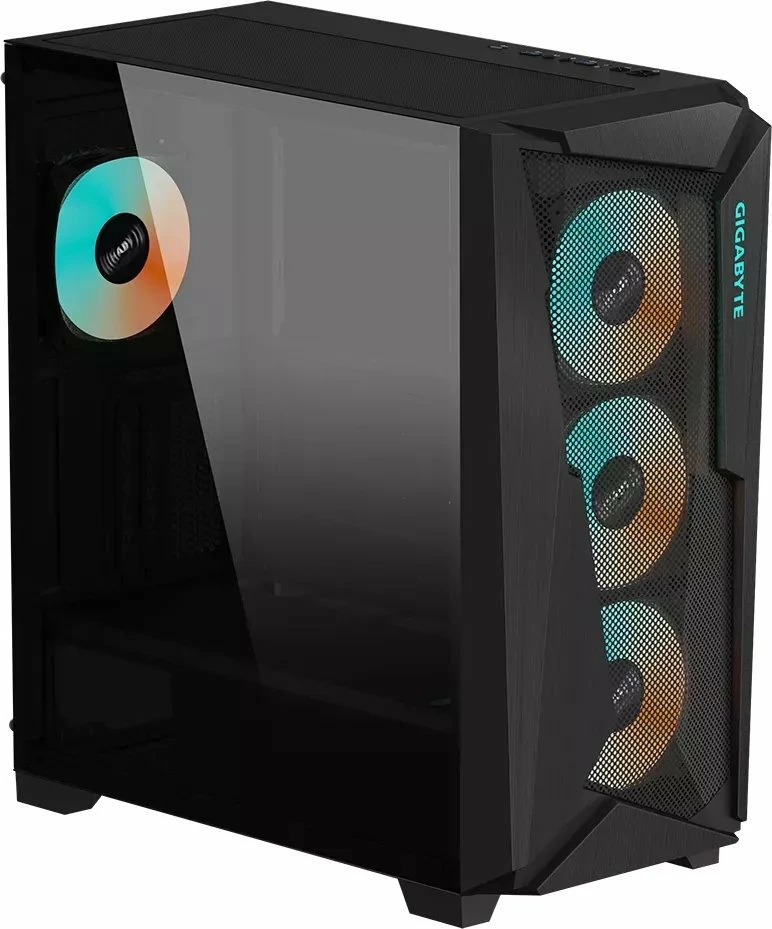 Kasë Gigabyte C301 Glass GB-C301G Midi Tower ATX/e-ATX me xham të temperuar, ARGB hub, USB Type-C, e zezë