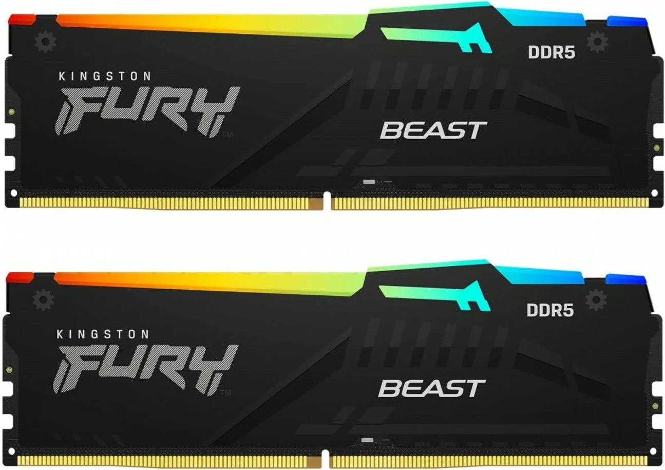 RAM Memorje Kingston Fury Beast RGB DDR5, 32GB (2x16GB), 6000MHz, CL36, E zezë