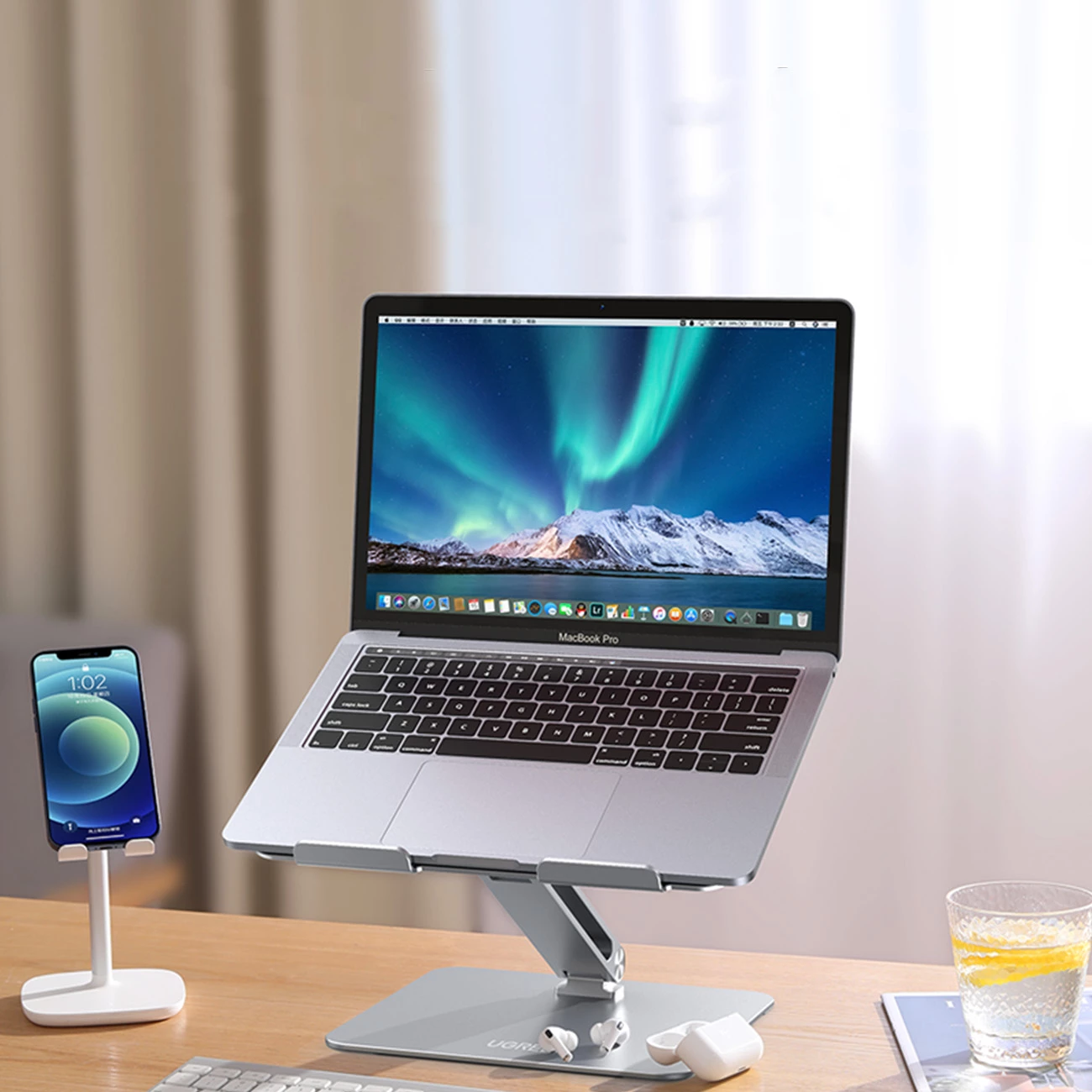 Mbajtëse metalike e palosshme për laptop/tablet Ugreen LP339, argjend