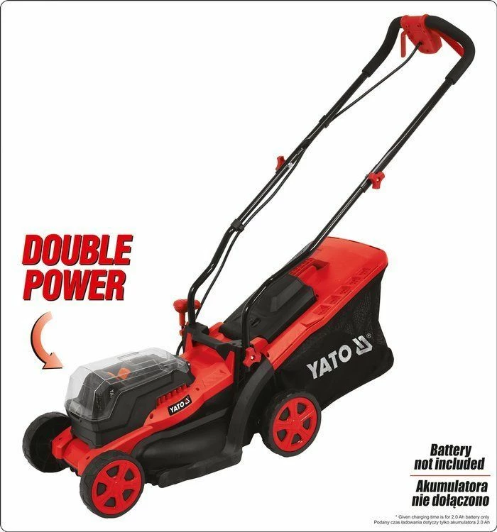 Kositëse bari me bateri Yato YT-85221 36 V, 34 cm, shportë 35 L, kuqe/zezë, pa bateri dhe karikues