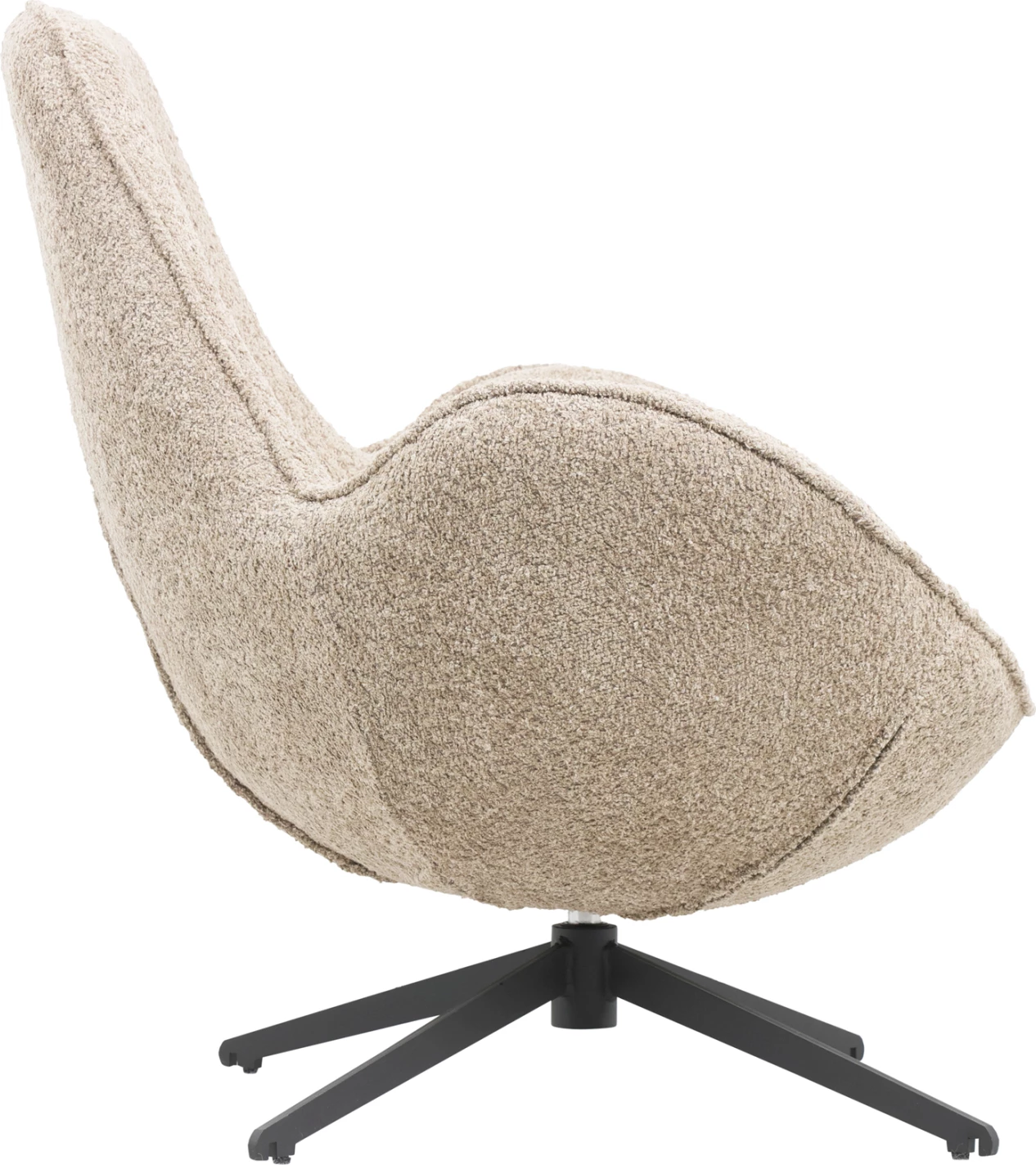 Karrige rrotulluese BRYNN, pëlhurë boucle bezhë, bazë metalike e zezë, 86x76x87H cm