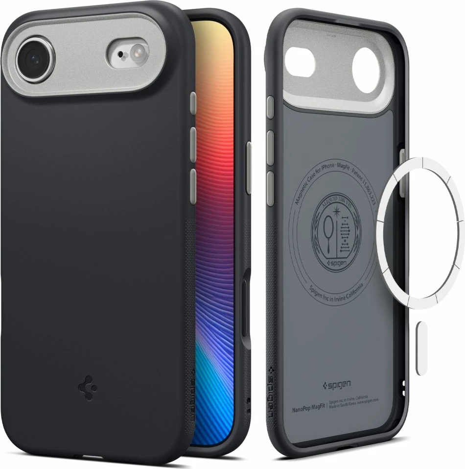 Mbështjellës, Spigen, Nano Pop MagSafe, për Apple iPhone 17 Air, me MagSafe, poliuretani, i zi