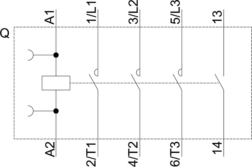 Kontaktor Siemens SIRIUS 3RT2015-1AP01, AC-3 3 kW/400 V, bobinë 230 VAC, 3-pol, S00, i zi