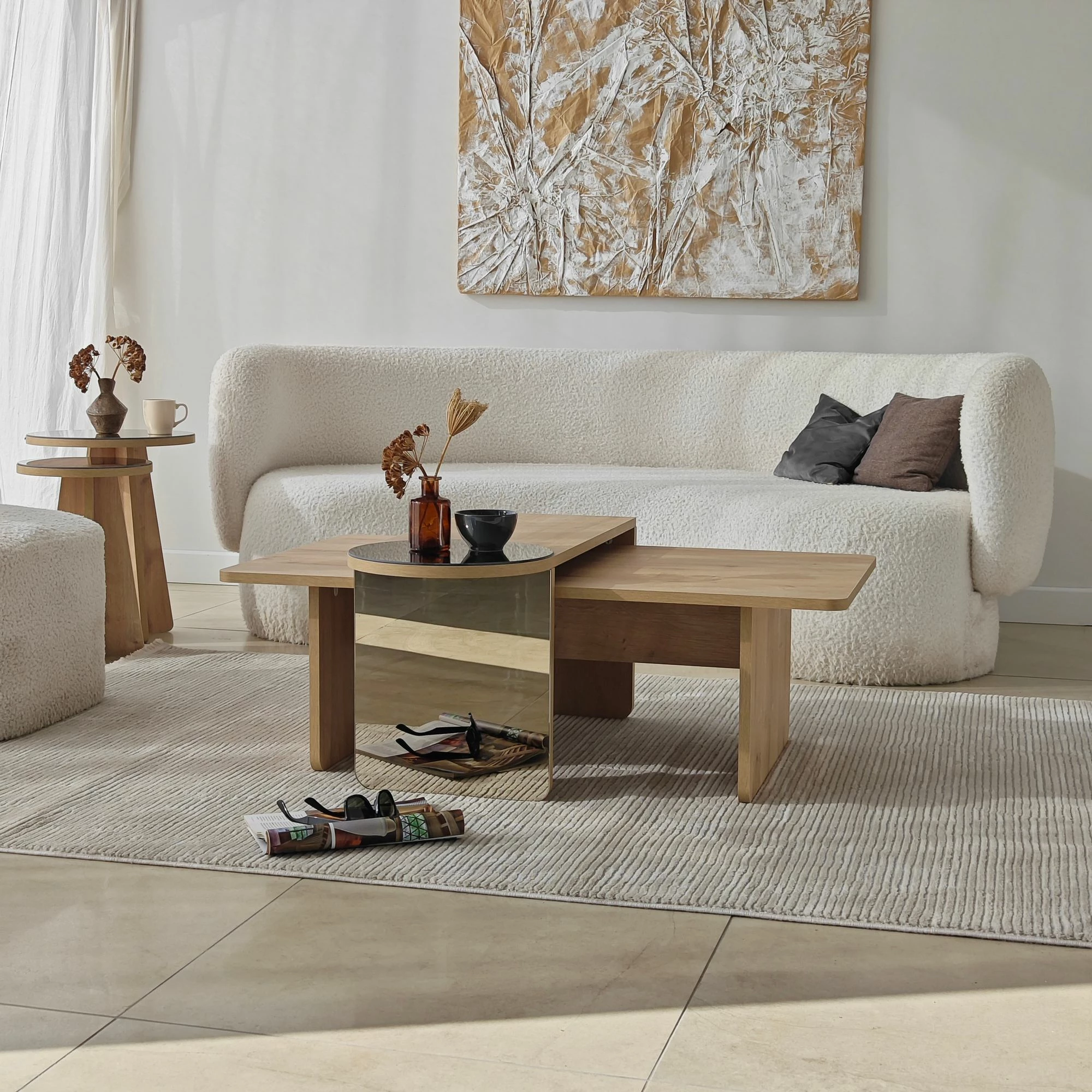 Set tavolinash kafeje Skye Decor, Luna 4, bronzie, lisi sapphire