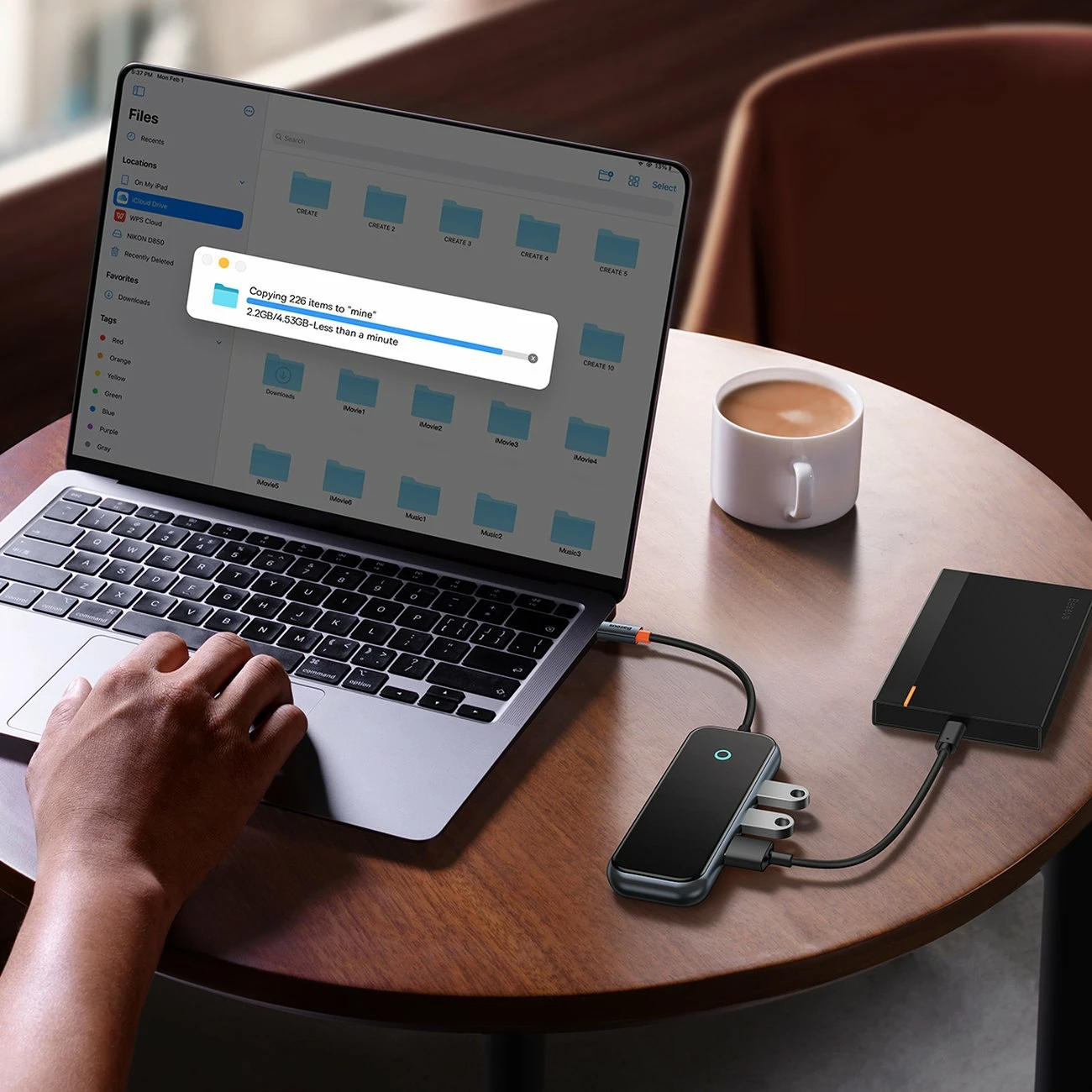 Kasë HUB Baseus AcmeJoy WKJZ010013, 4 porta, USB-C në 1x USB-C PD & Data / 3x USB3.0, Gri e errët