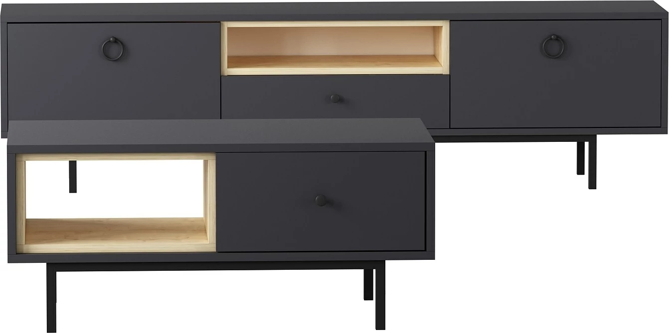 Set mobiljesh për dhomë dite Skye Decor, natyrale-antracit, safir