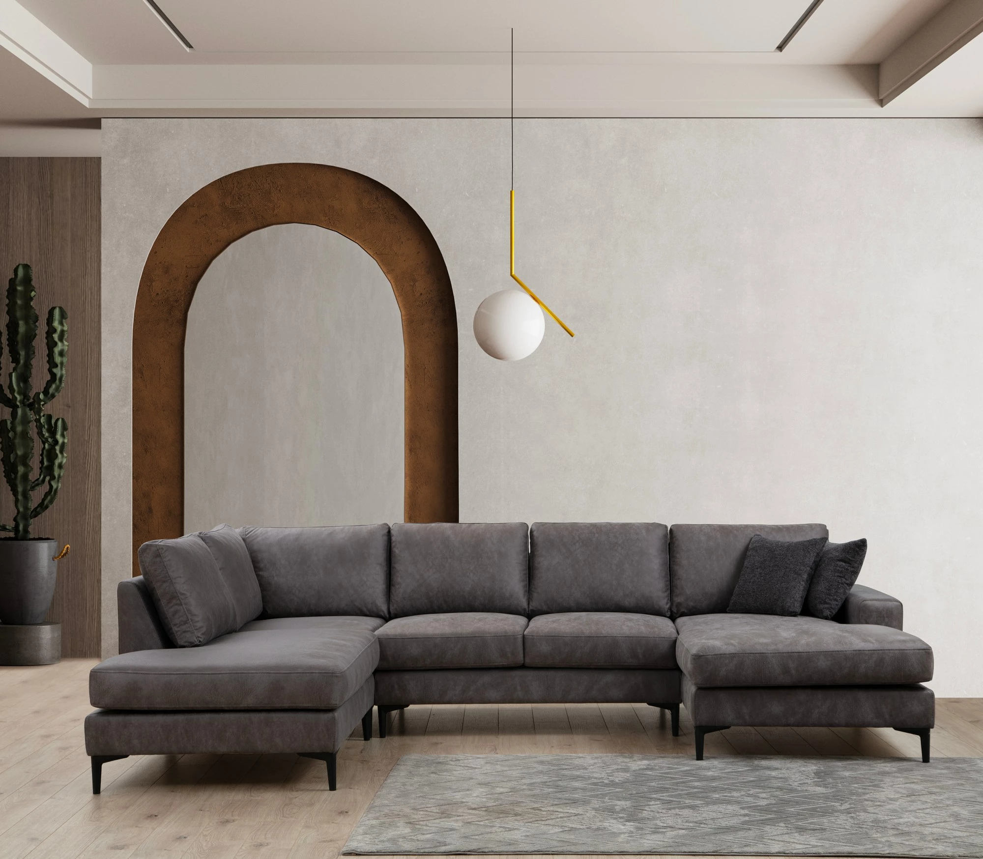 Kënd-sofë Porto, ngjyrë antracit, Atelier del Sofa, EOT-C-02-CHL, 4 pjesë