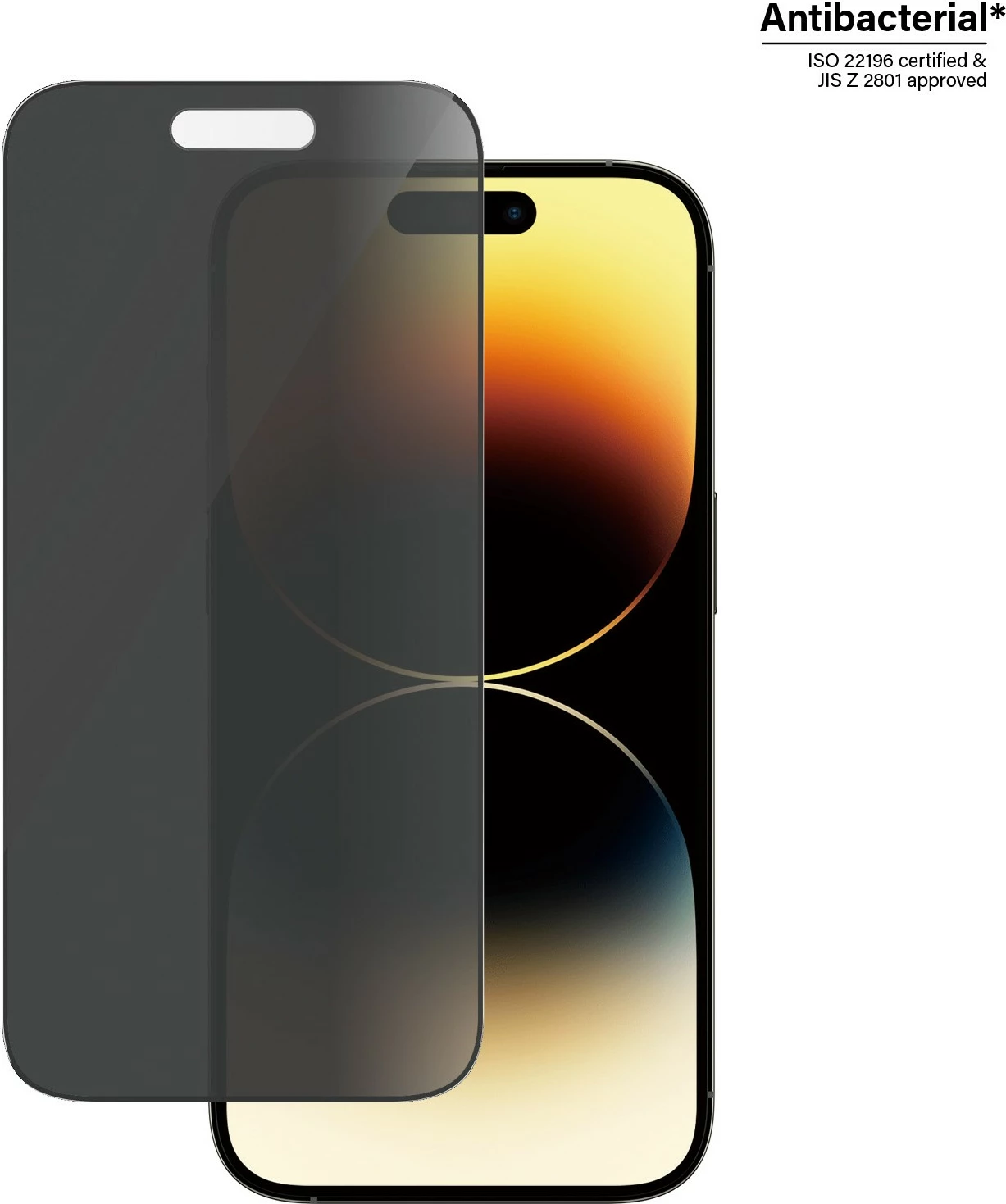 Mbështjellës ekrani PanzerGlass për iPhone 14 Pro, Privacy, antibakterial