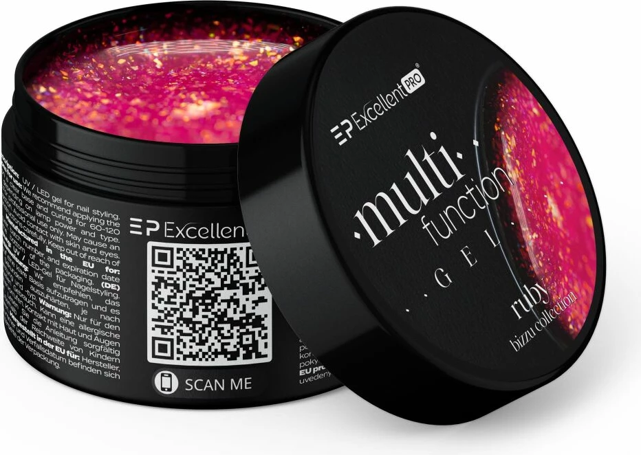 Xhel ndërtues për thonj për femra Excellent PRO Multifunction Gel Ruby 15g