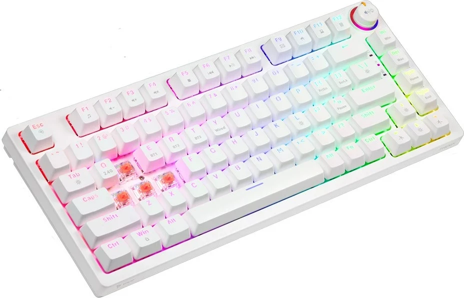 Tastierë gaming SAVIO Phenix White GAT RED, Bluetooth, QWERTY, RGB LED, e bardhë
