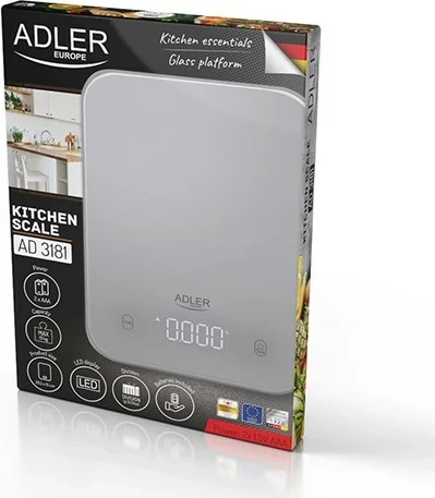 Peshore kuzhine Adler AD 3181, digjitale, 10 kg, gri
