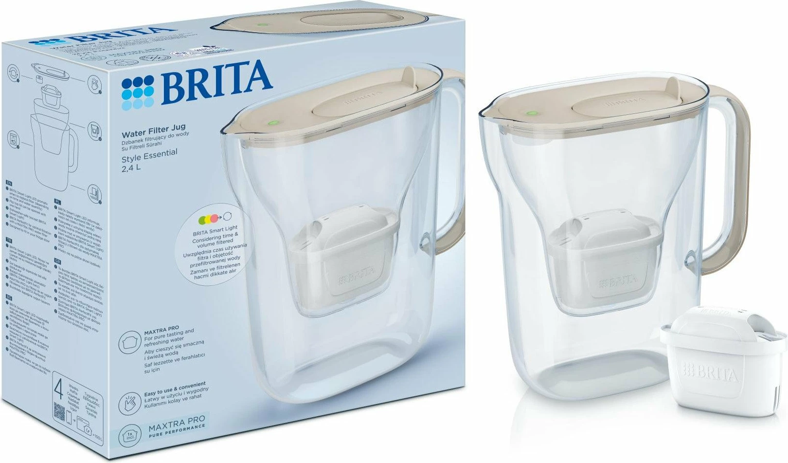 Kanarë filtruese uji Brita Style Essential 2.4 L me filtër Maxtra Pro Pure Performance, 1 copë, kafe