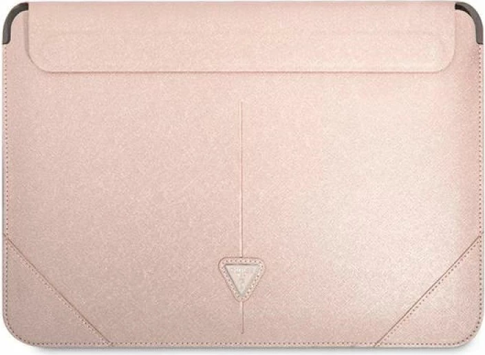 Kutia mbrojtëse për laptop Guess Saffiano Triangle Logo 16 inç, rozë