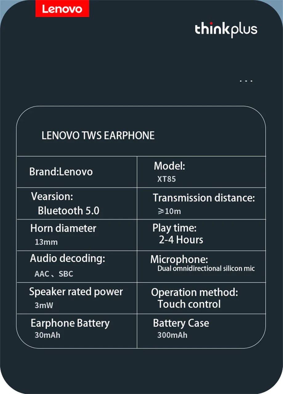 Dëgjuese Lenovo XT85, të zeza