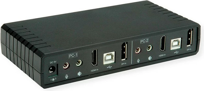 Switch KVM ROLINE 14.01.3047, Dual-Head 4K@60Hz, HDMI/DisplayPort, 2 PC, USB Hub, i zi
