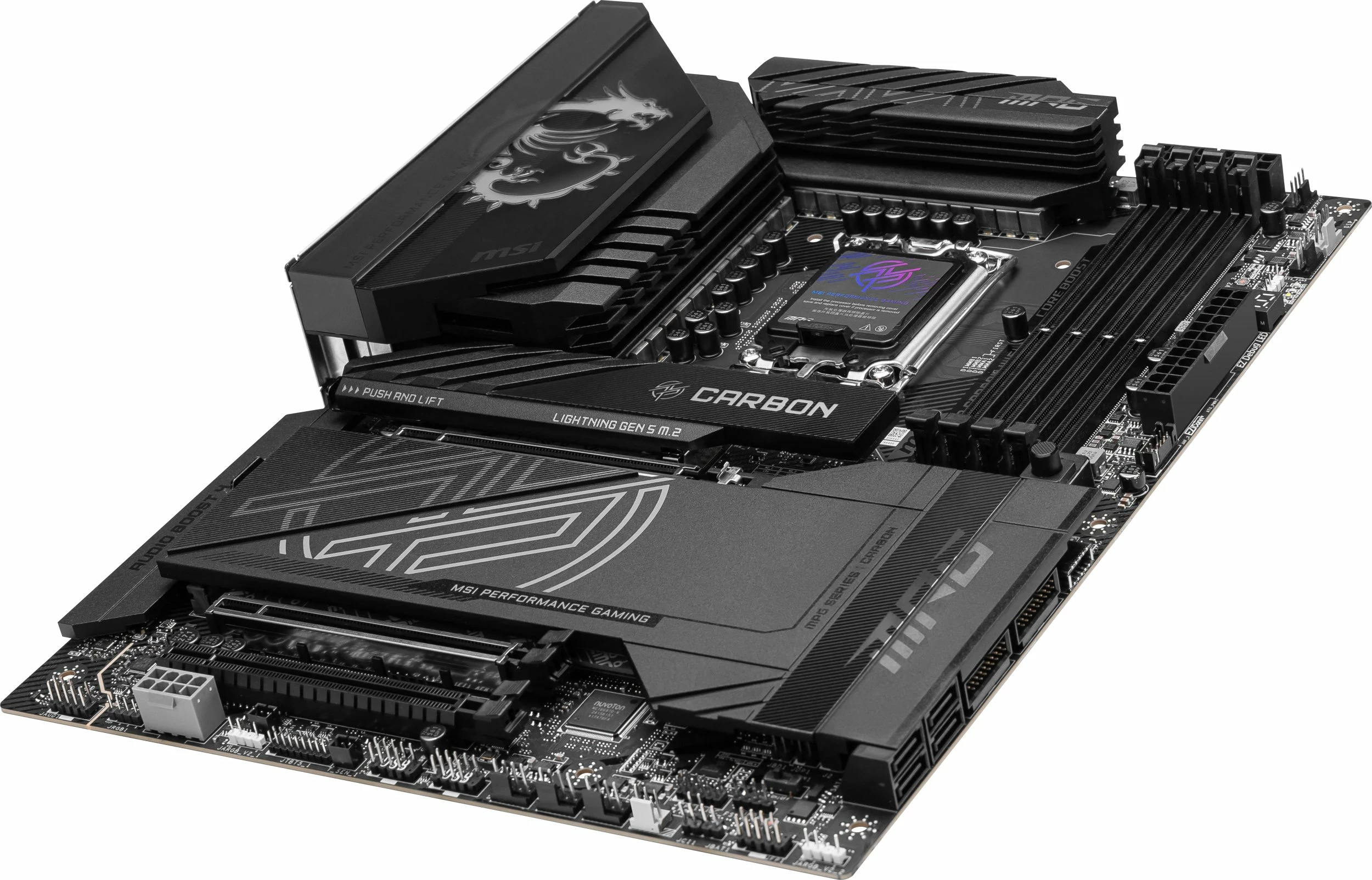 Pllakë amë MSI MPG Z890 CARBON WIFI, ATX, DDR5, Wi‑Fi 7, PCIe 5.0, e zezë, set me antenë WiFi + 2x kabllo SATA + pendrive