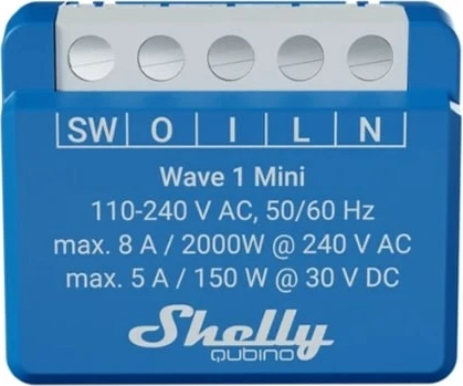 Smart switch Shelly Qubino Wave 1 Mini LR, Z-Wave, Blu