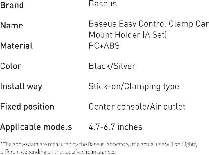 Mbajtës telefoni për makinë Baseus Easy Control Clamp SUYK000-001, i zi