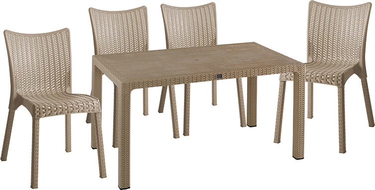 Tavolinë me karrige Explore-Confident set 5 pjesë PP cappuccino 150x90x73.5cm