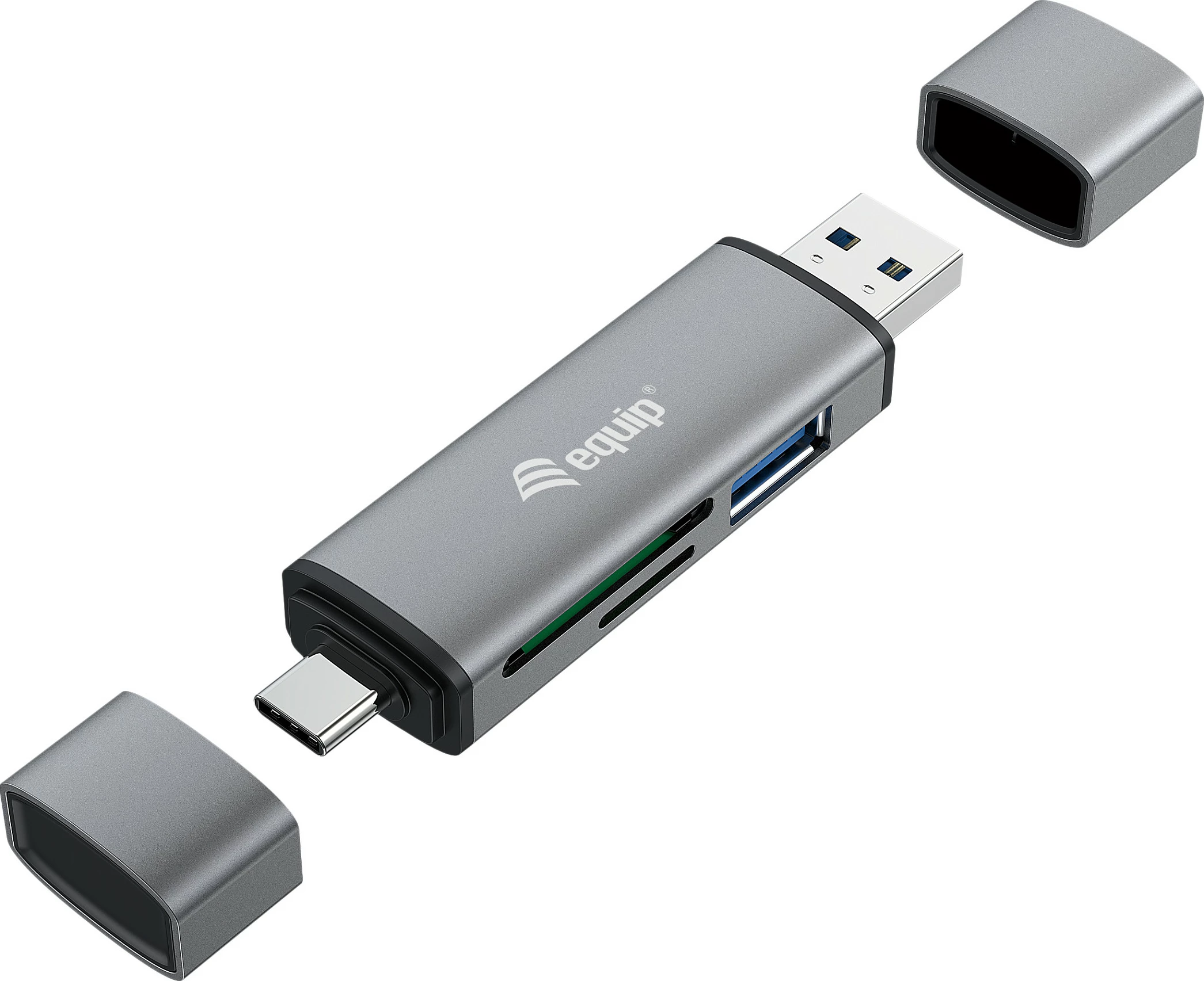 Lexues kartelash EQUIP 245460 me USB Hub, OTG, USB 3.2 Gen 1 USB-A/USB-C, SD/MicroSD, Gri