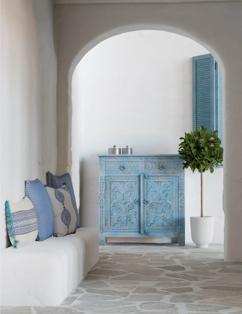 Jastëk dekorativ Agadir 6, pambuk, ngjyrë kaltër, 45x45cm