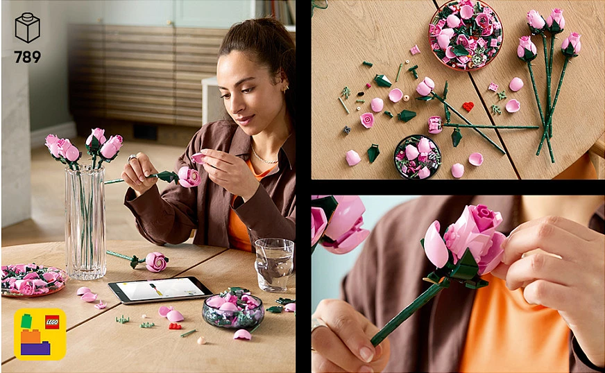 Set ndërtimi LEGO Botanicals 10374 Buqetë Trëndafilash Roze, 789 copë, 18+, multikolor