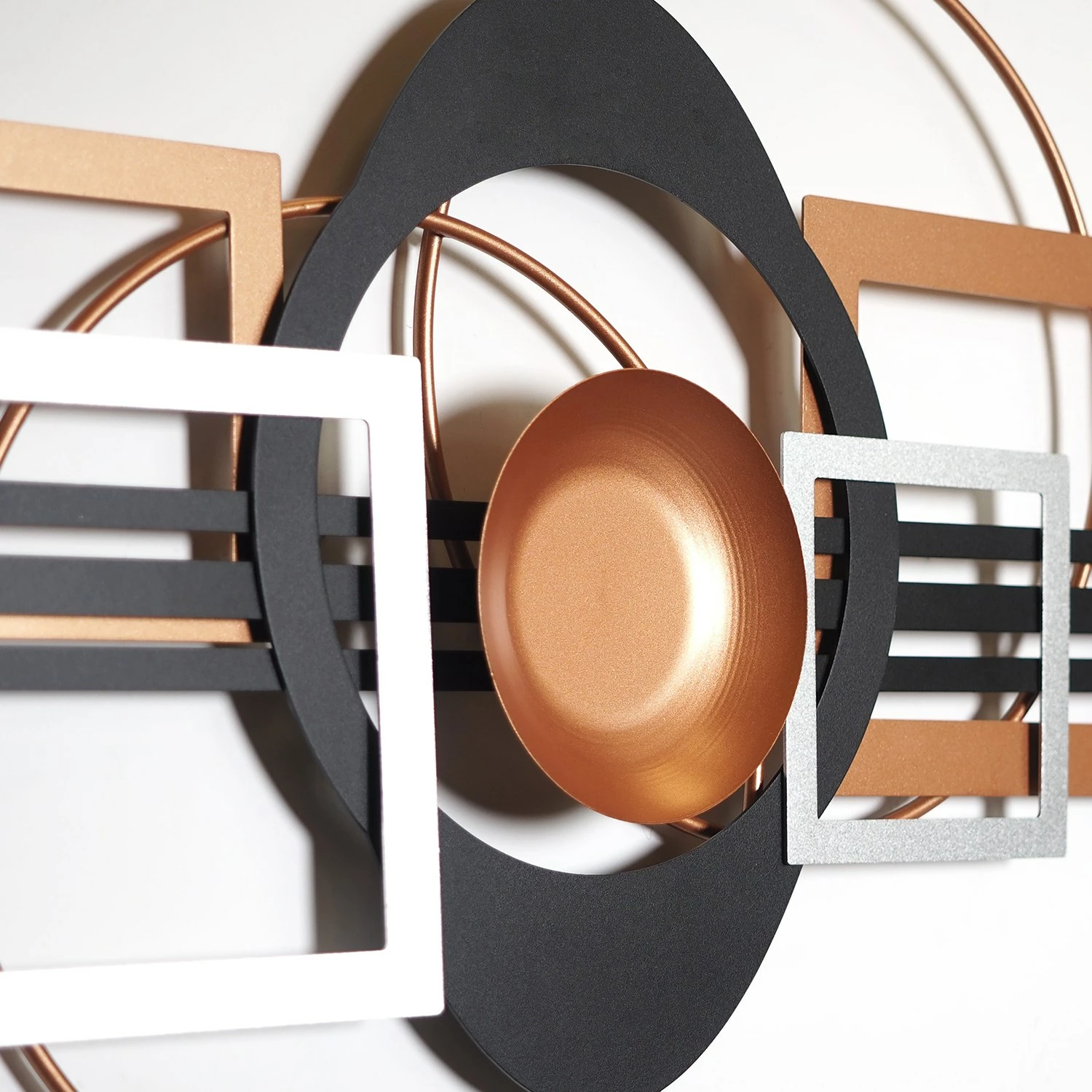 Aksesor dekorativ metalik për mur Wallity, APT754SGB, ngjyrë e zezë, argjendtë, bakri, 41x99cm