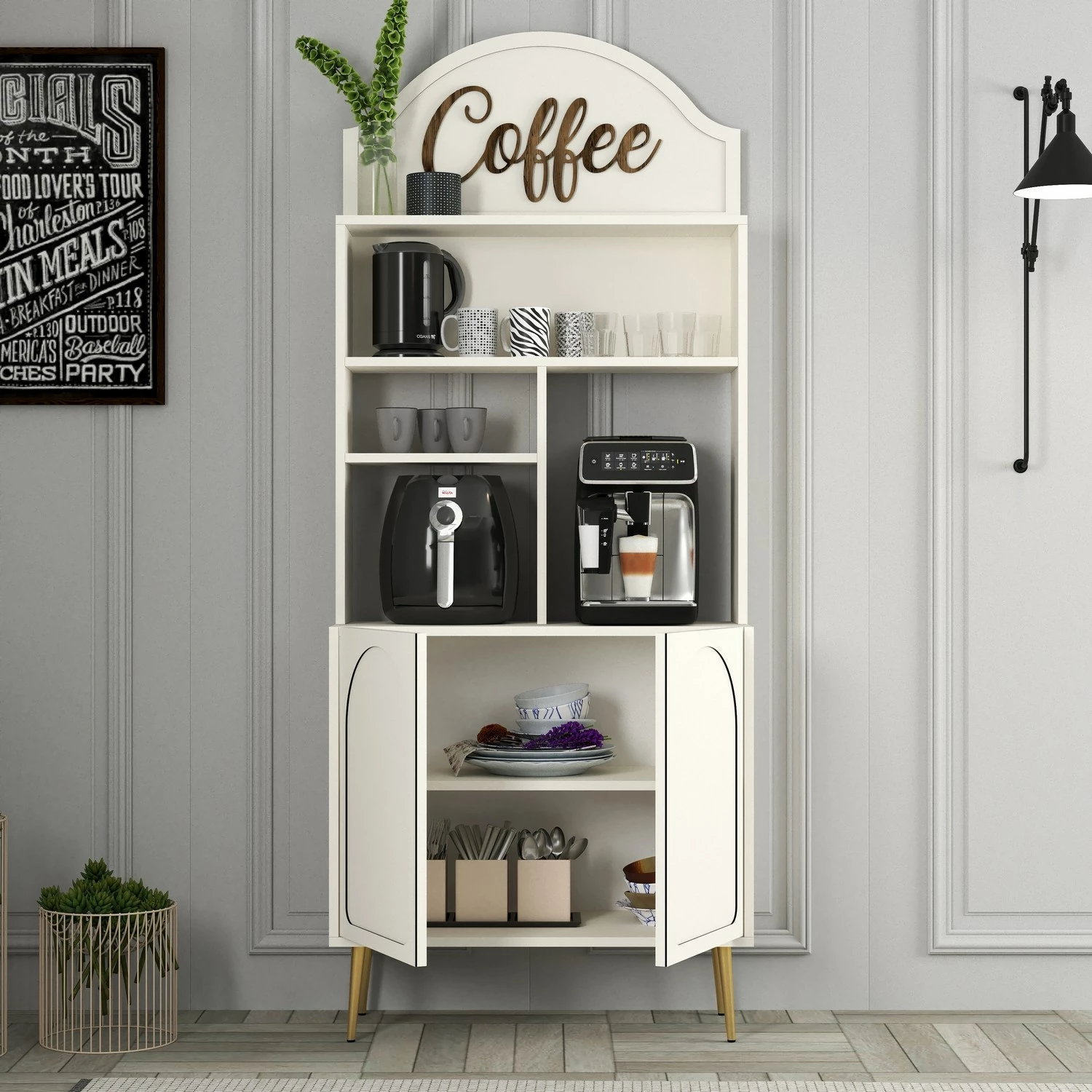 Dollap për kafe, krem dhe ari, Skye Decor Lyon 80