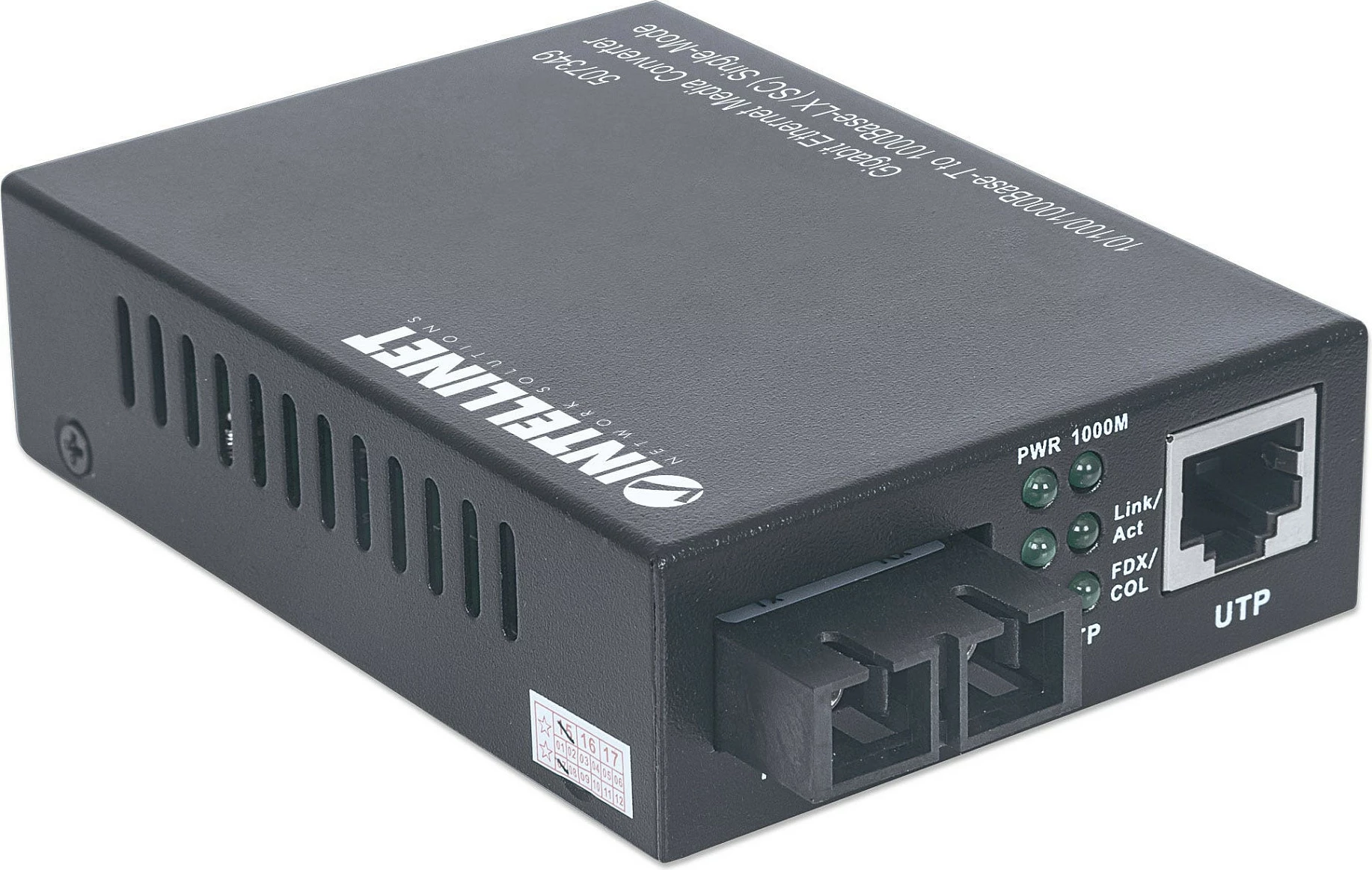Media konverter Intellinet Gigabit Ethernet 10/100/1000 në fibër 1000BASE-LX, SC single-mode, 20 km