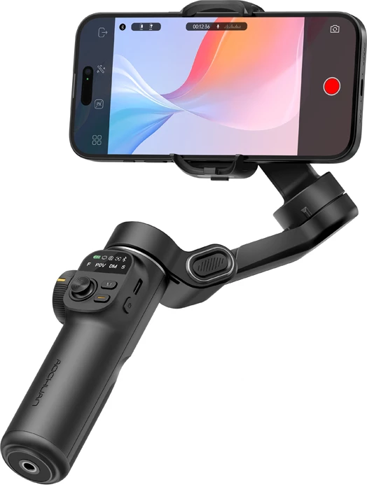 Gimbal për celular AOCHUAN Smart X2 Standard, stabilizim 3-aksësh, krah zgjatës 20 cm, set me tripod, i zi