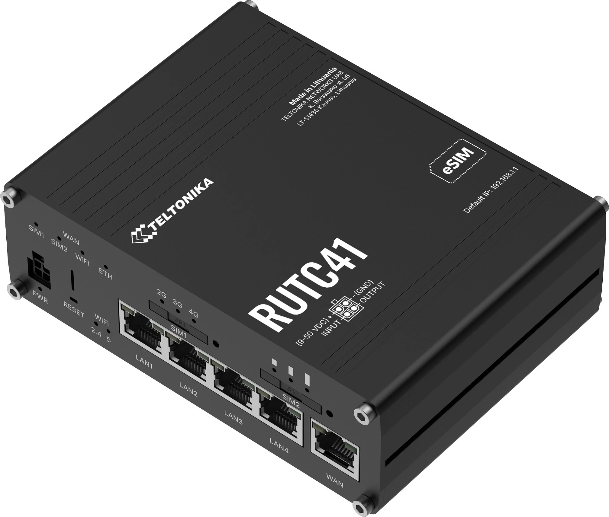 Router industrial Teltonika RUTC41, 5G, Wi‑Fi dual-band, 5x Gigabit LAN, Dual SIM, i zi