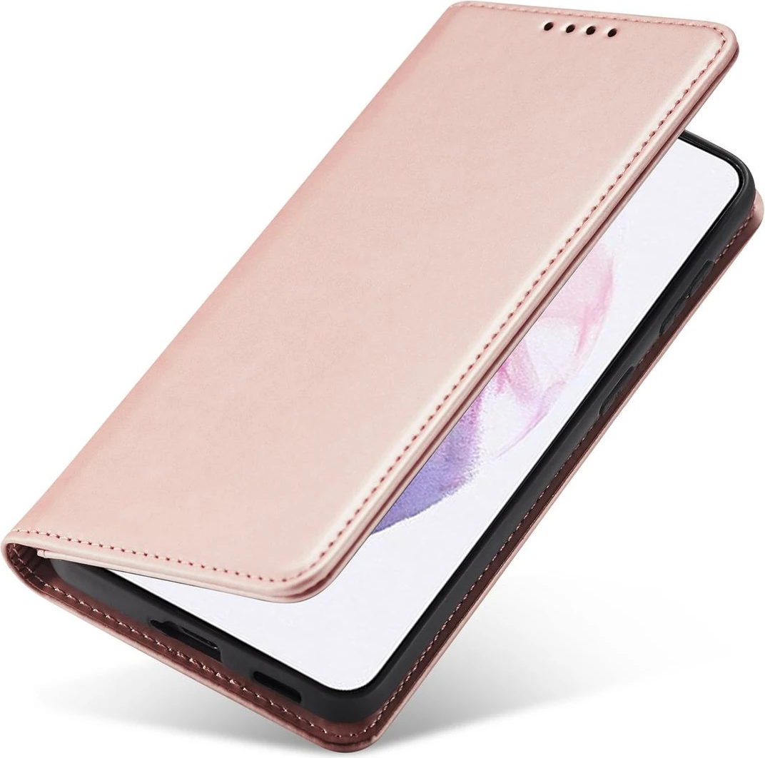 Mbështjellës Hurtel Magnet Card Case për Samsung Galaxy S22+, me kapak, xhep kartelash, rozë