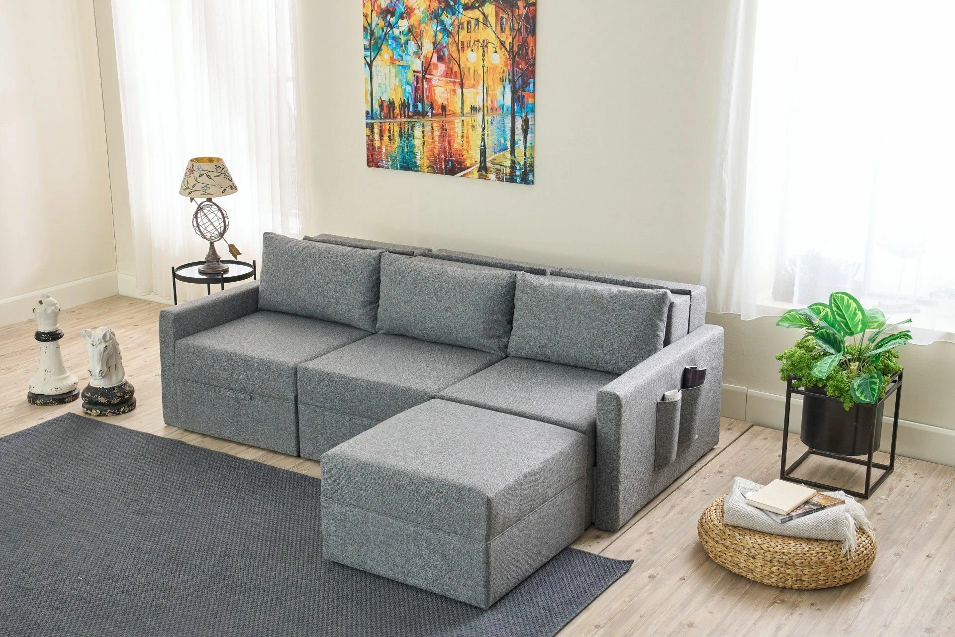 Kënd-sofë krevate Atelier del Sofa, Saros, gri