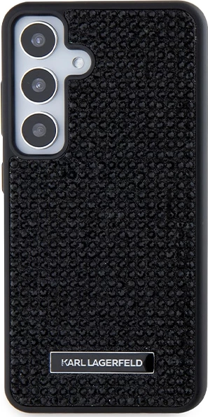 Mbështjellës Karl Lagerfeld Rhinestone Metal Logo për Samsung Galaxy S24, i zi