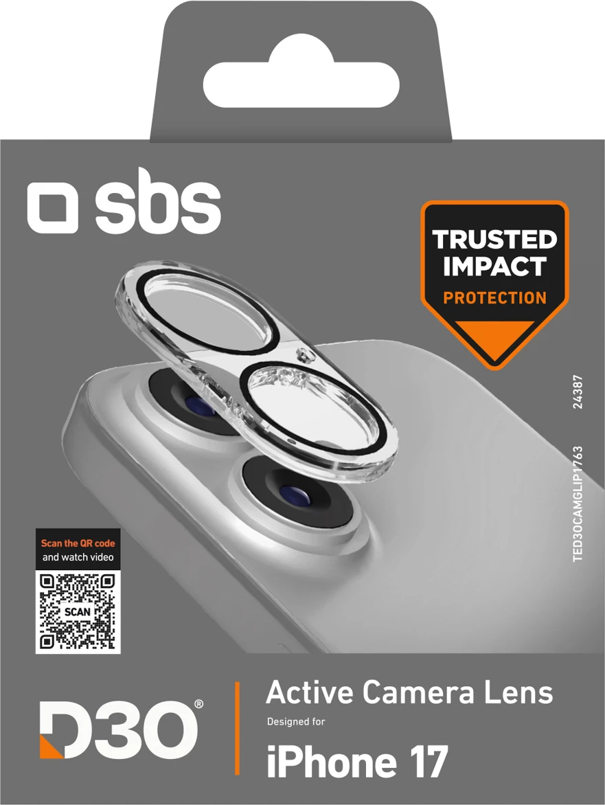 Xham mbrojtës kamerës SBS për iPhone 17, D3O, transparent