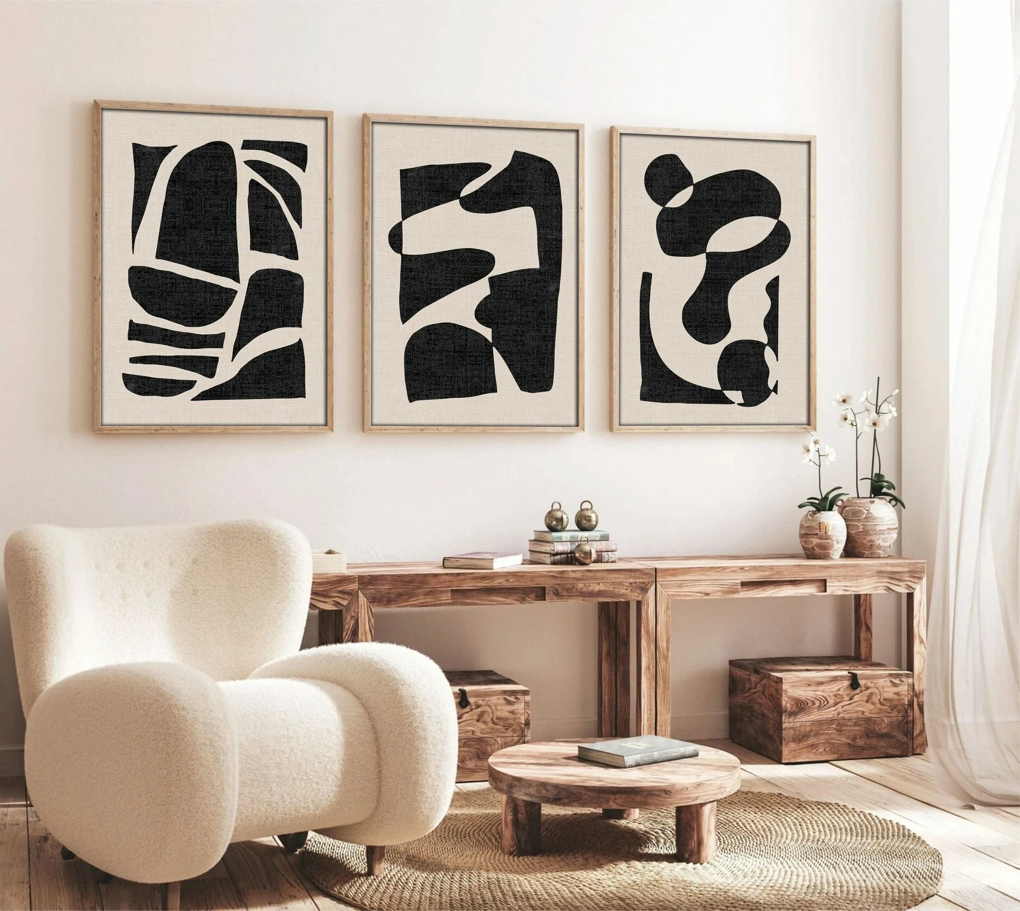 Pikturë dekorative me kornizë MDF (3 copë), Wallity, Huhu201, 50x70cm