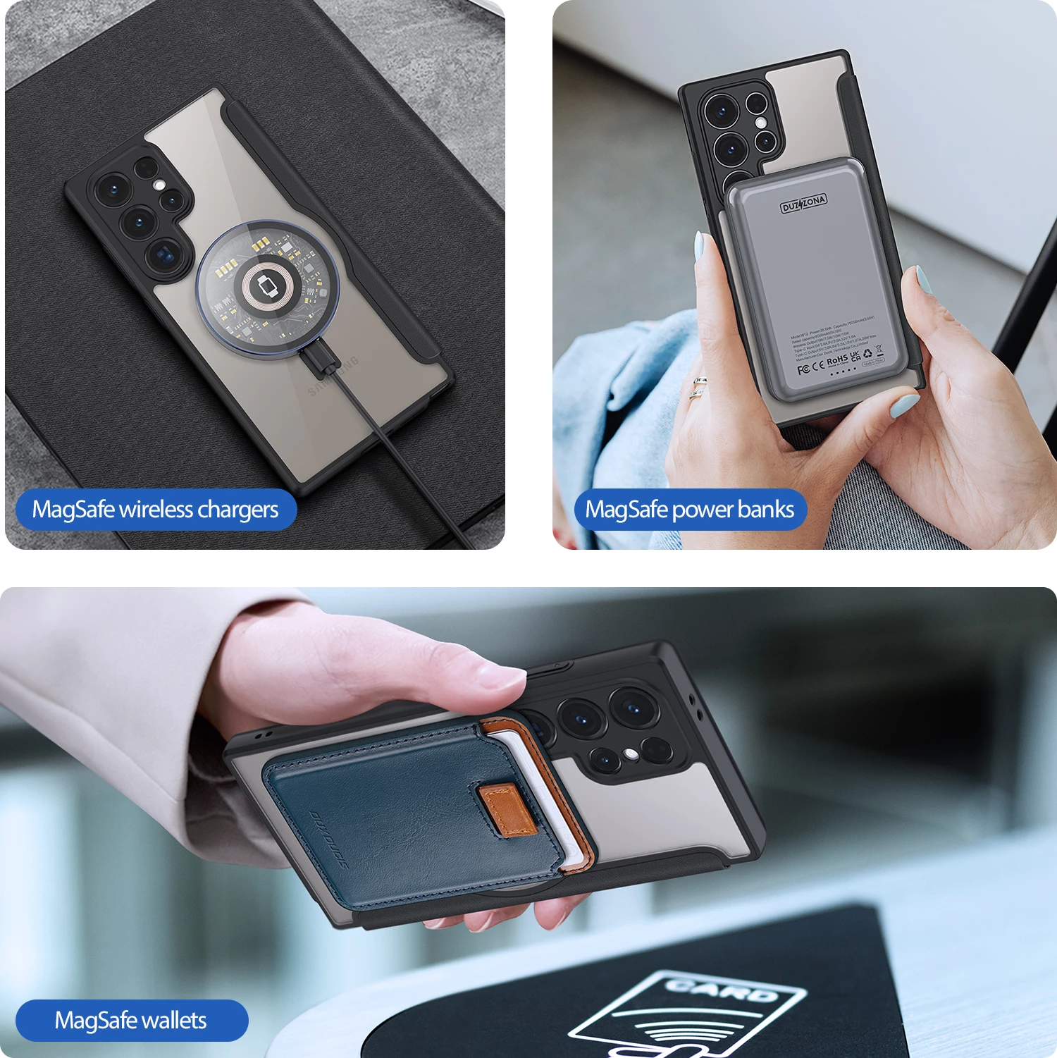 Mbështjellës Dux Ducis Skin X Pro me kapak dhe unazë magnetike për Samsung S24 Ultra, i zi