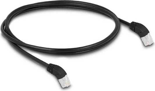 Kabllo rrjeti DeLOCK RJ45 Cat6A S/FTP, 1 m, konektorë të kënduar 45°, e zezë